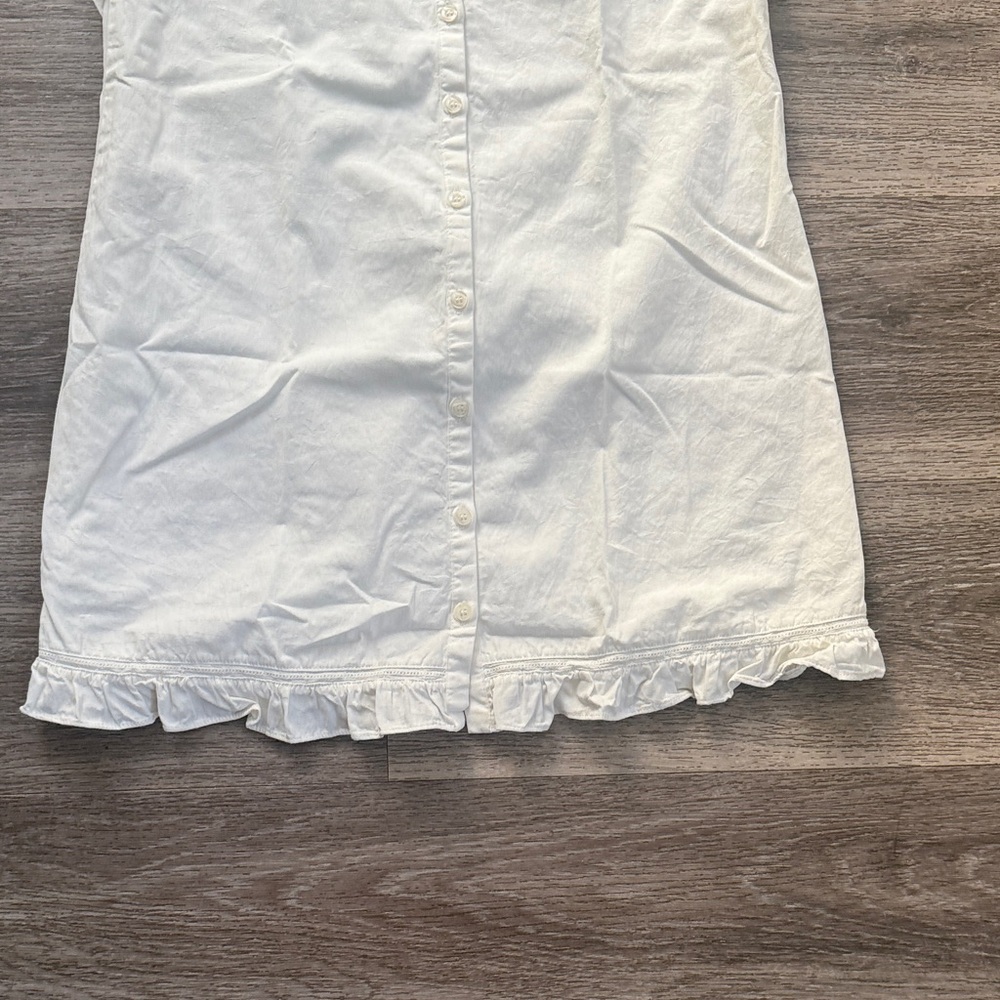 Brandy Melville White Mini Dress Button Drown Cotton - Picture 6 of 8